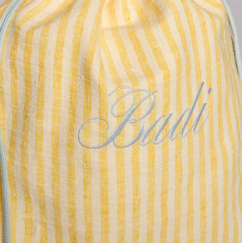 Linen Stripe Drawstring Bag