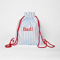 Stripe No.4 Blue Drawstring Bag