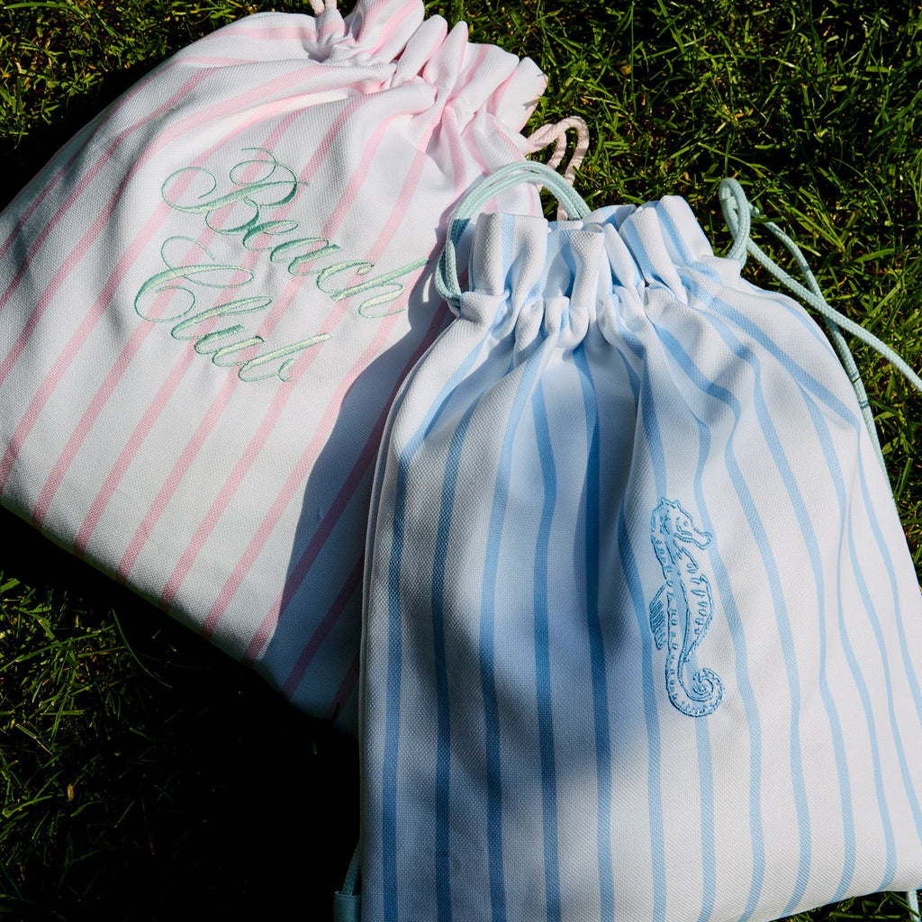 Stripe No.3 Pink Drawstring Bag