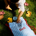 Stripe No.4 Blue Drawstring Bag