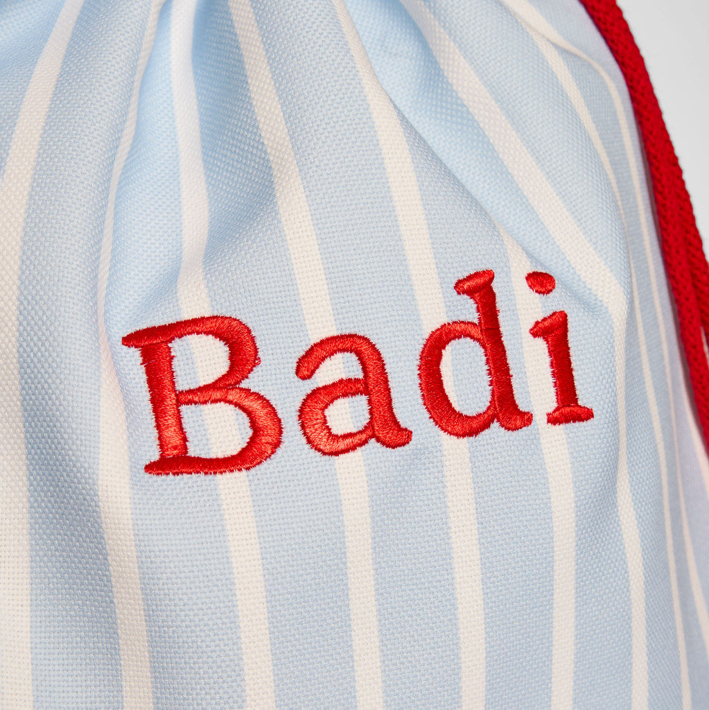 Stripe No.4 Blue Drawstring Bag